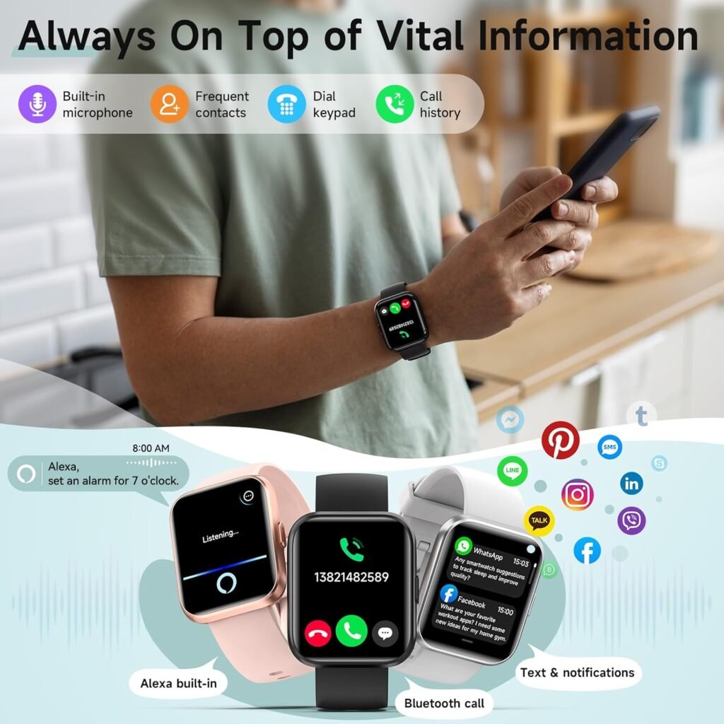 Best Smart Watch for Men and Women in 2026 – 1.8" HD Fitness Tracker with Alexa, Bluetooth Calling & 110+ Sports Modes Smart Watch