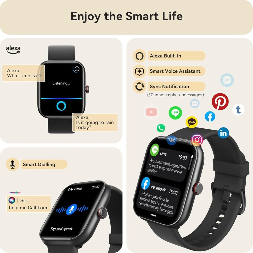 Best Smart Watch for Women and Men in 2026 – 1.91" HD Smartwatch with Alexa, Bluetooth Calling & 105+ Sports Modes Smart Watch