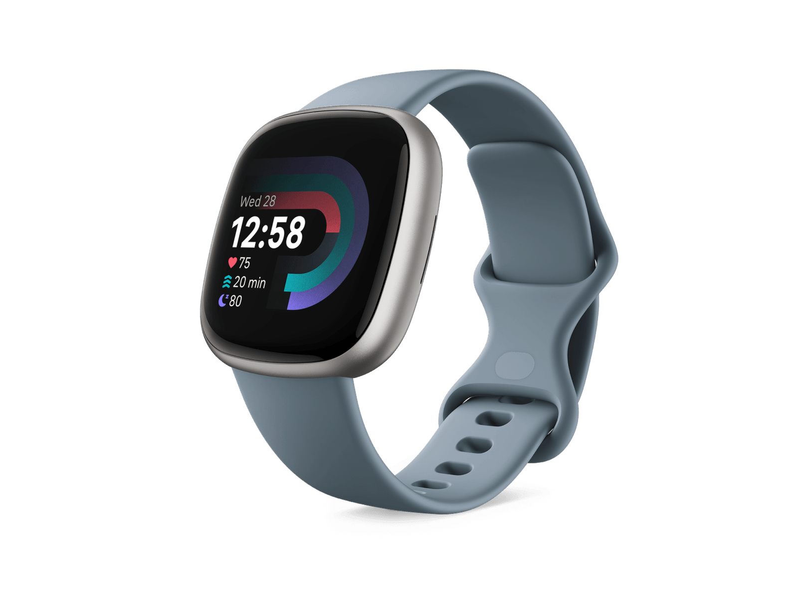 Fitbit Versa 4 smartwatch blue close angle product image