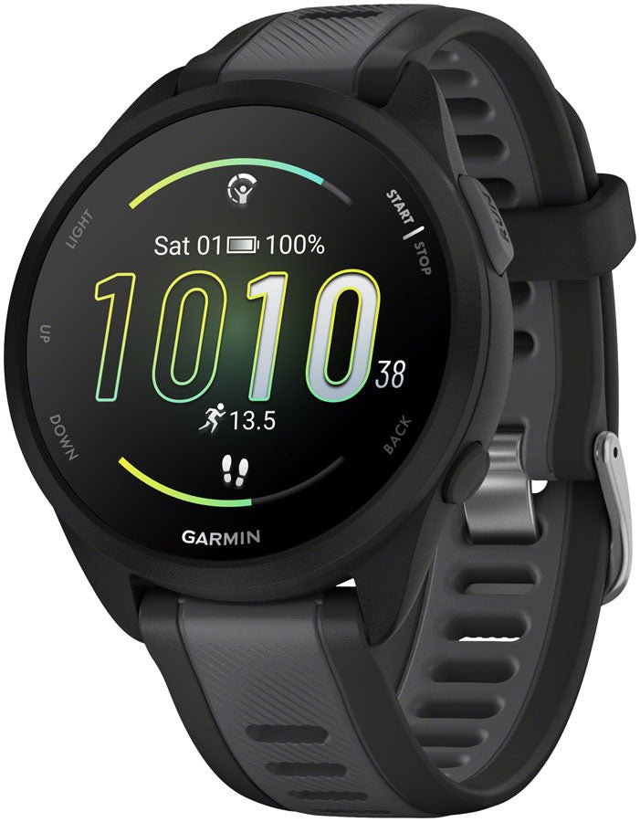 Garmin Forerunner 165 smartwatch slate angle product-only view